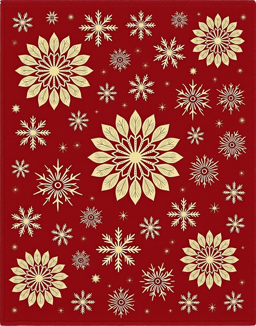 Crimson Gold Snowflake Medallion Collection Rug