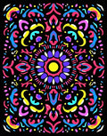 Vibrant Neon Mandala Flower Medallion Rug