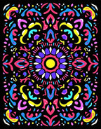 Vibrant Neon Mandala Flower Medallion Rug