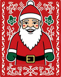 Festive Red Santa Claus Snowflakes Border Rug