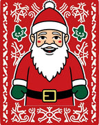 Festive Red Santa Claus Snowflakes Border Rug