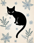 Black Cat With Winter Snowflakes Rug