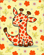 Cute Orange Giraffe Floral Yellow Rug