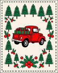 Red Truck Holly Pine Border Rug