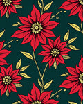 Vibrant Red Floral Botanical Layout Rug