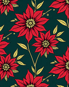 Vibrant Red Floral Botanical Layout Rug