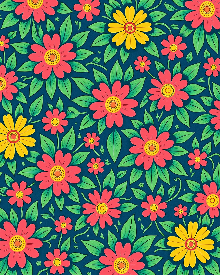 Vibrant Pink Yellow Floral Garden Rug