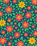 Vibrant Pink Yellow Floral Garden Rug