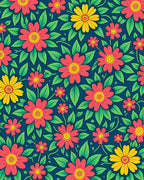 Vibrant Pink Yellow Floral Garden Rug