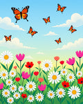 Whimsical Orange Butterfly Field Rug