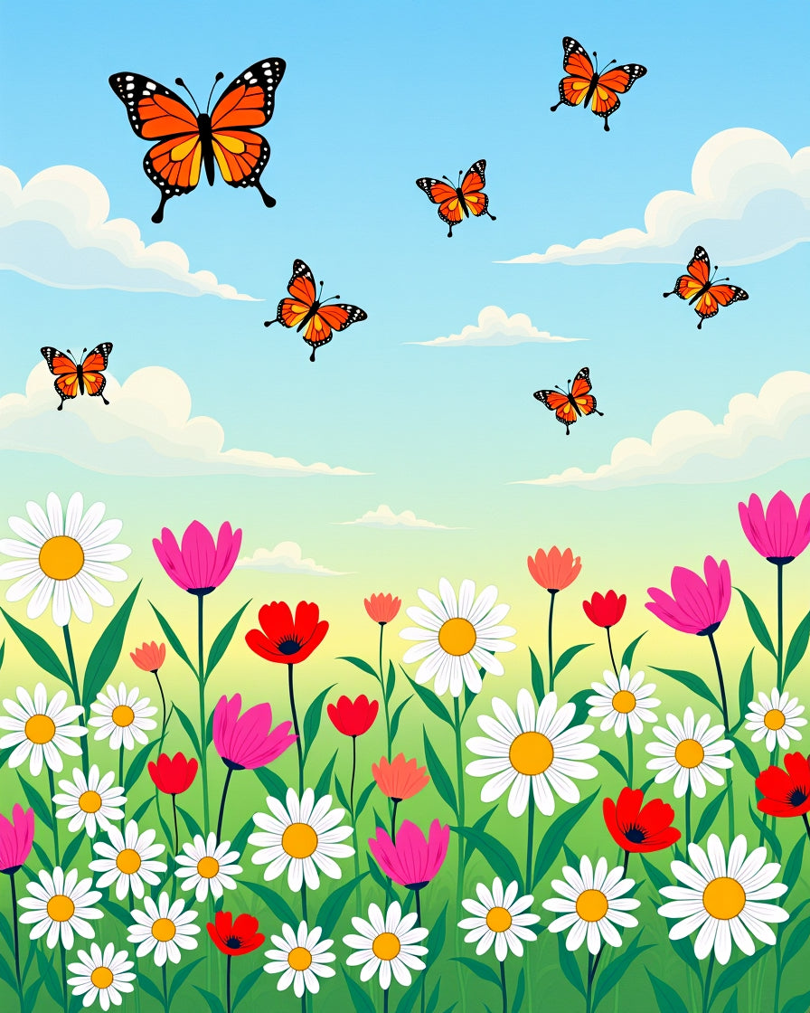 Whimsical Orange Butterfly Field Rug