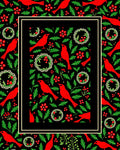 Red Cardinal Holly Berry Wreath Rug