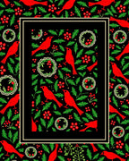 Red Cardinal Holly Berry Wreath Rug