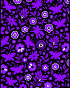 Vibrant Purple Butterfly Floral Blend Rug