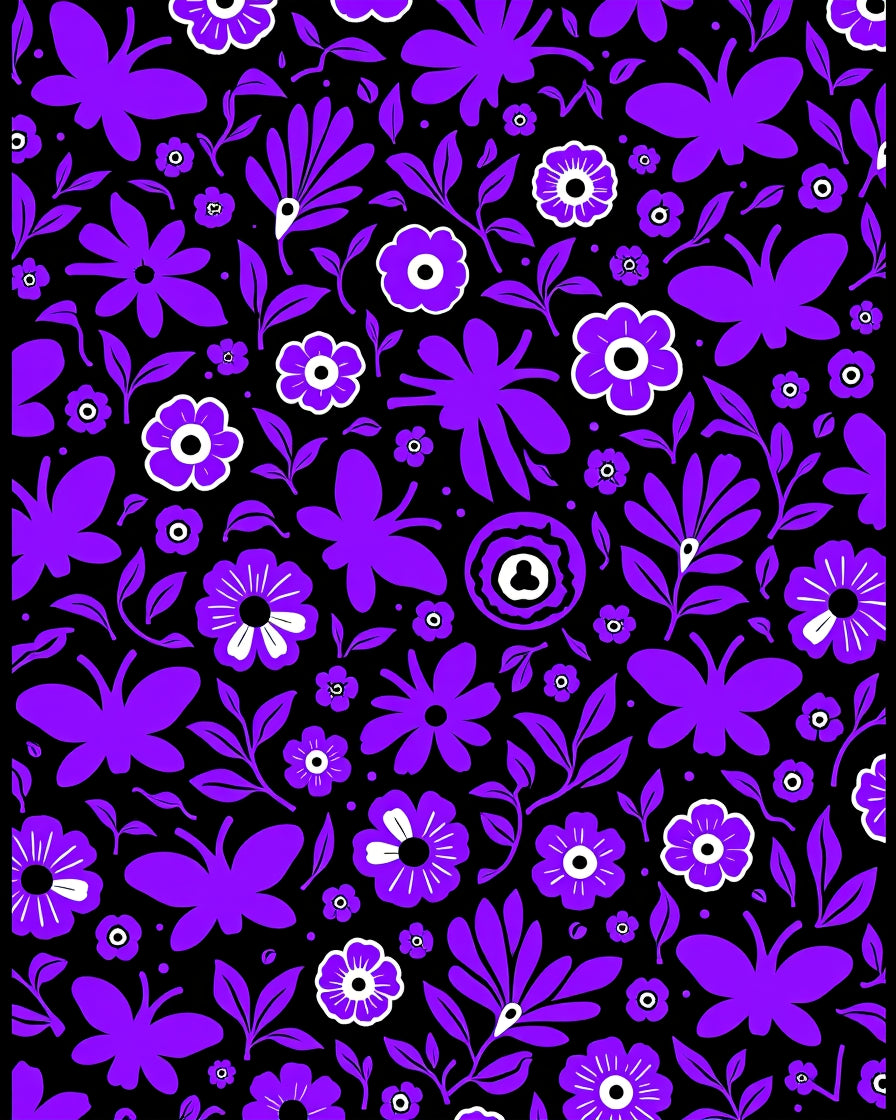 Vibrant Purple Butterfly Floral Blend Rug