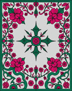 Fuchsia Floral Vines Garden Symmetry Rug