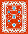 Orange White Blue Floral Medallion Rug