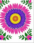 Vibrant Magenta Purple Sunburst Floral Rug