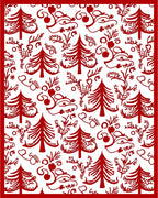 Whimsical Red Christmas Tree Floral Rug