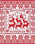 Red Reindeer Nordic Folklore Rug