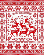 Red Reindeer Nordic Folklore Rug
