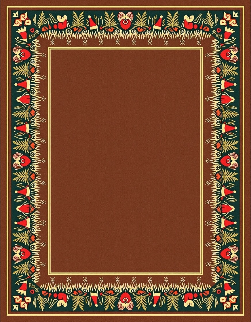 Red and Green Festive Border Rug