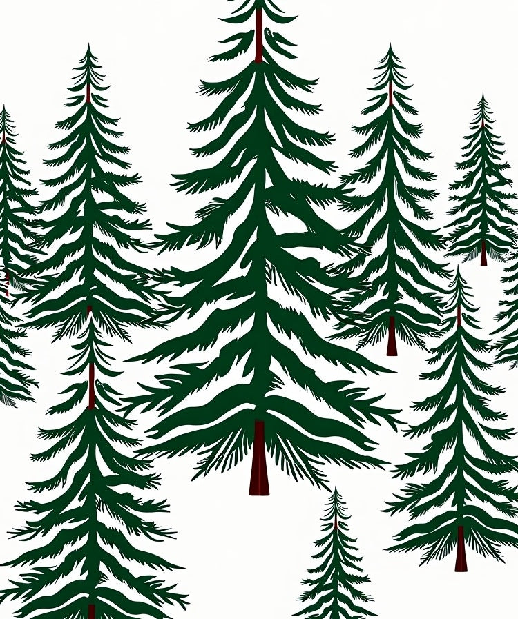 Evergreen Forest Silhouette Trees Rug