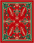 Crimson Green Floral Botanical Medallion Rug