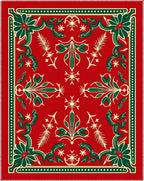 Crimson Green Floral Botanical Medallion Rug