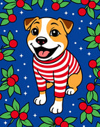 Jolly Dog Red Striped Festive Holly Rug