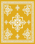 Golden Ochre White Filigree Medallion Rug
