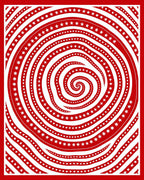 Red White Star Swirl Spiral Rug
