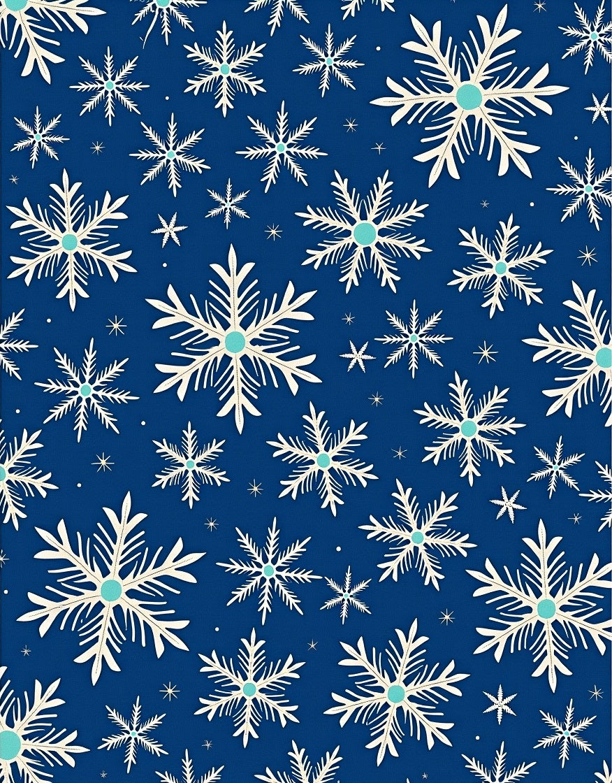 Midnight Blue Winter Snowflake Scatter Rug
