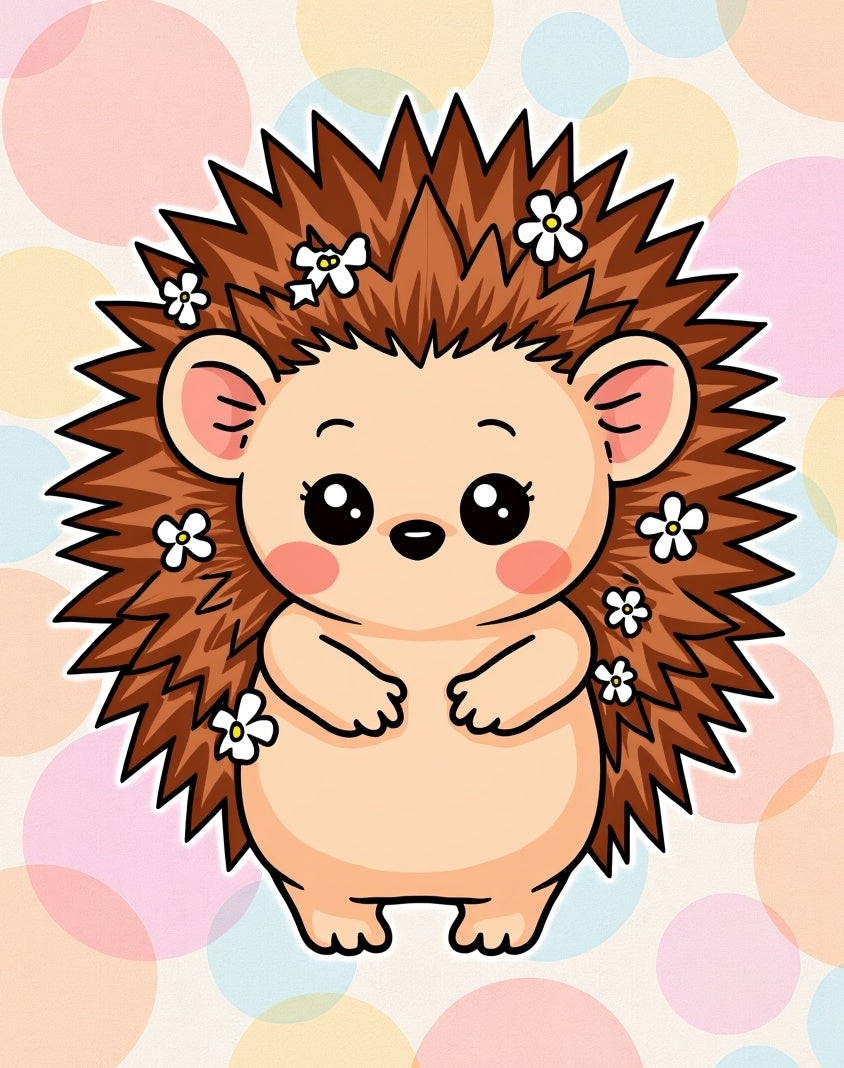 Cute Hedgehog With Flowers Background Rug