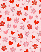 Whimsical Red Pink Hearts Floral Rug