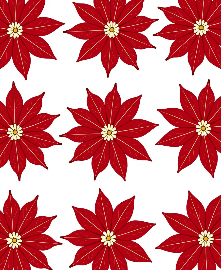 Crimson Poinsettia Blooms Repeating Rug