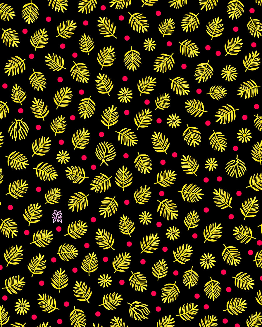 Yellow Ferns And Crimson Dots Rug
