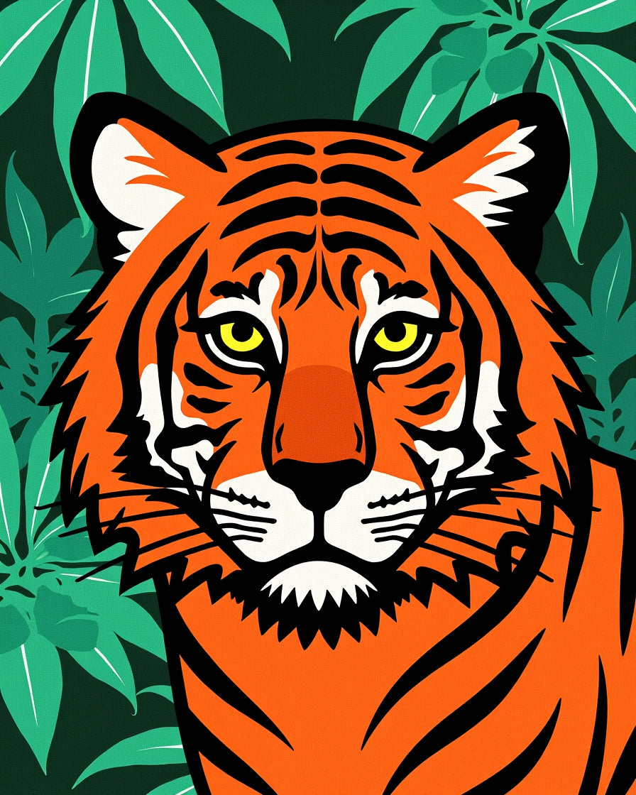 Bold Orange Tiger Jungle Portrait Rug