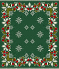 Green Holly Berry Snowflake Border Rug