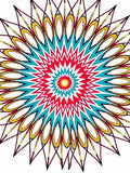 Vibrant Red Teal Sunburst Mandala Rug