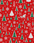 Red White Green Christmas Trees Snowflakes Rug