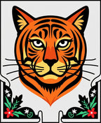 Bold Orange Tiger Floral Border Rug