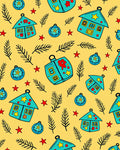 Whimsical Teal Houses Stars Branches Rug