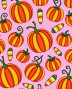 Orange Yellow Striped Pumpkin Print Rug