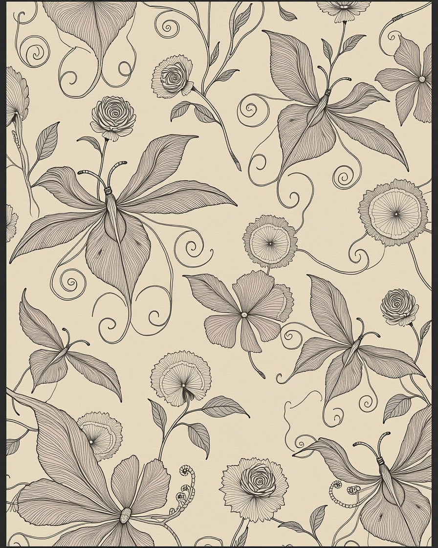 Whimsical Butterfly Garden Floral Arrangement Rug