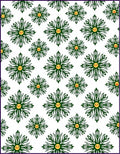 Green Floral Sun Faces Repeating Rug