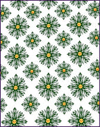Green Floral Sun Faces Repeating Rug