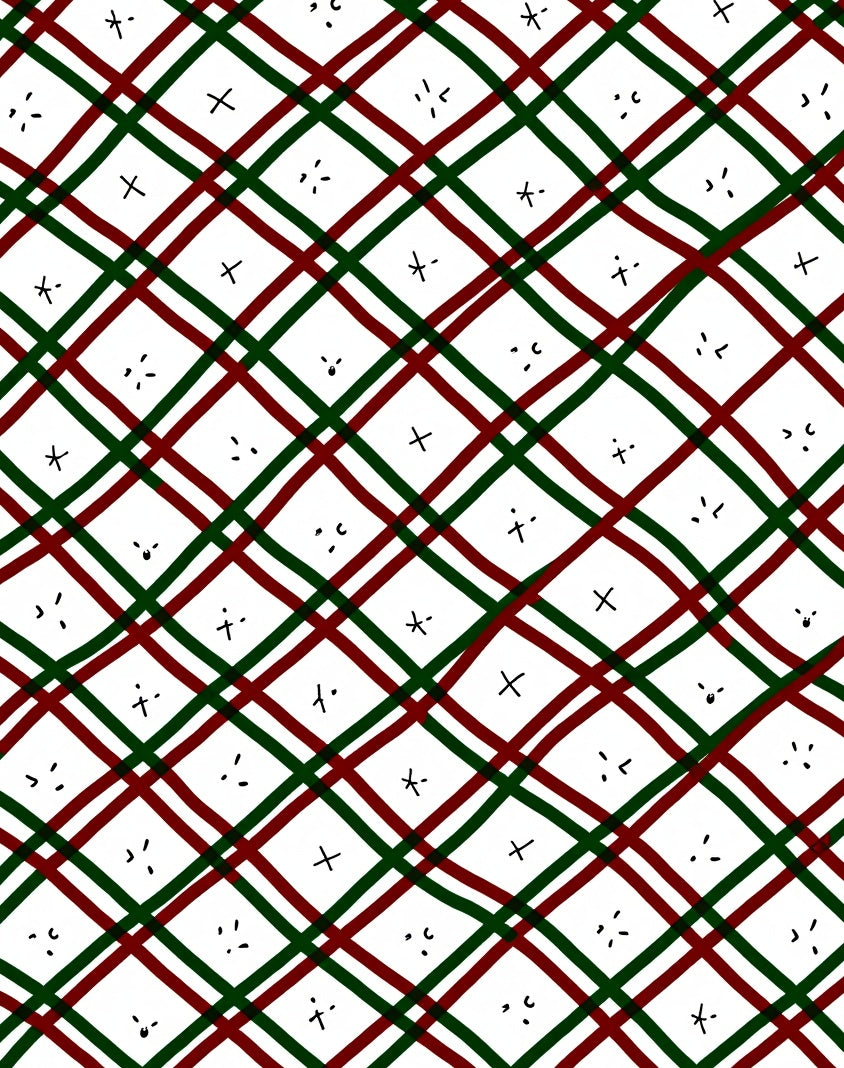 Crimson Green Diagonal Crossing Shapes Rug