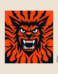 Dynamic Fire Orange Beast Face Rug