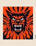 Dynamic Fire Orange Beast Face Rug